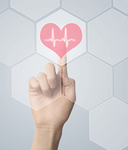 finger touching image of a heart